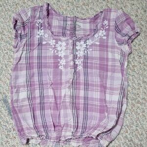 Faded Glory Lavender Plaid Kids Blouse